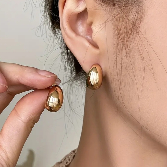 Gold Half Hoop Earrings - Picture 2 of 4